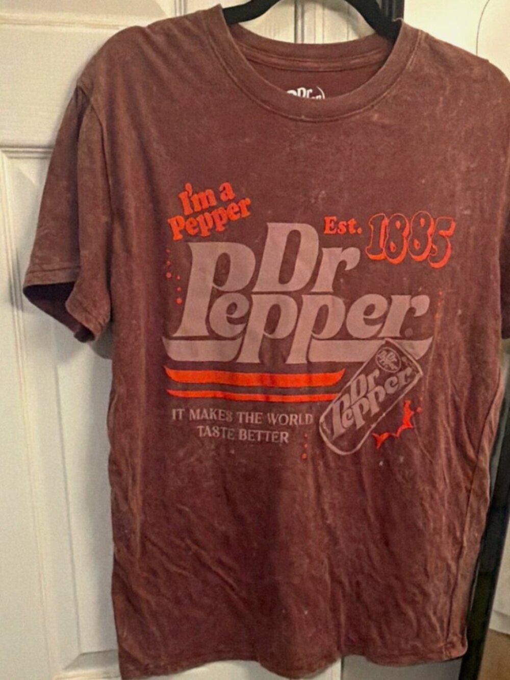 Dr Pepper "I'm a Pepper" Est. 1885 Brown Graphic T-Shirt Reproduction Size Small